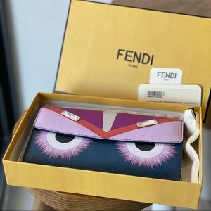Fendi Monster Swarovski Saffiano Wallet